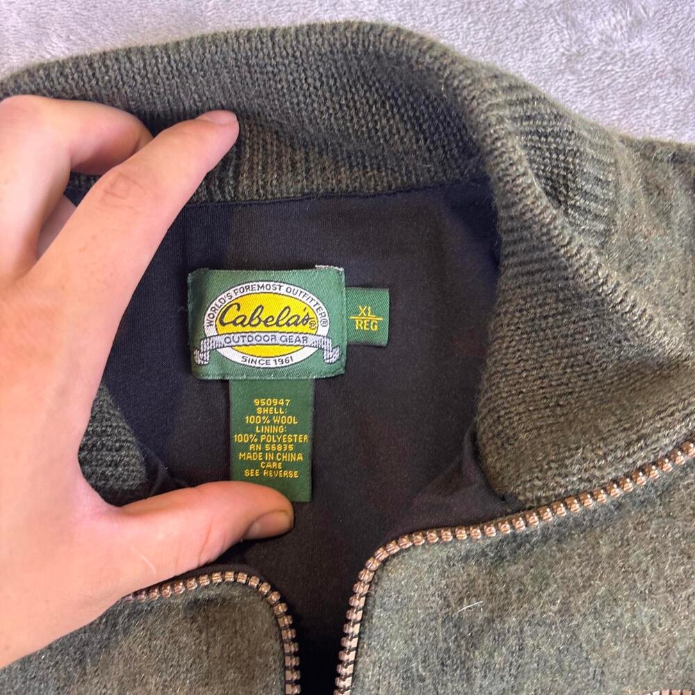 Cabela’s WindShear Wool Sweater Men’s XL (measures size small) Green Full Zip - Picture 7 of 8